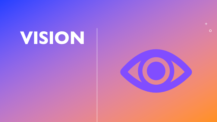 Graphic featuring the word 'Vision' and an eye icon on a gradient background.